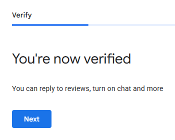 You're now verified: automatic verification in our example, not a guaranteed result